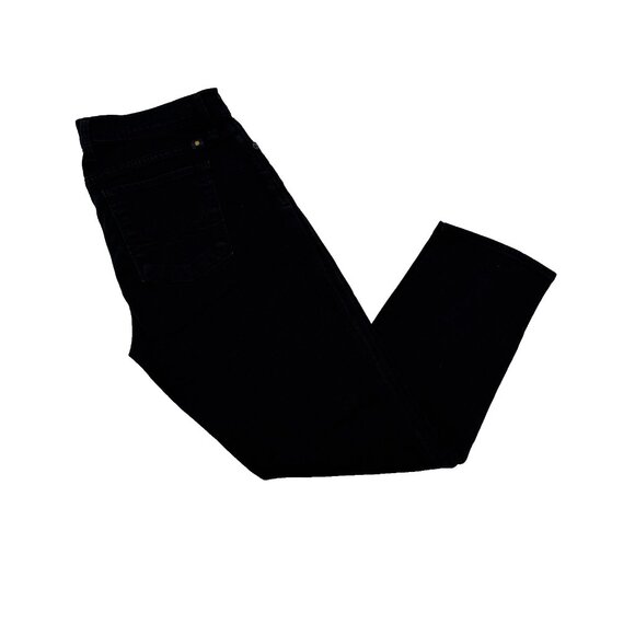 New Lucky Brand Sofia Capri Jean Sz 12/31 Black Curvy teal accent Lucky You zip - Picture 2 of 13